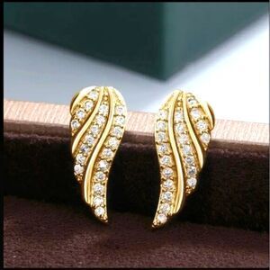 "Maddie Lane" 925 Yellow Silver Plated Angel Wing Shaped Stud Earrings